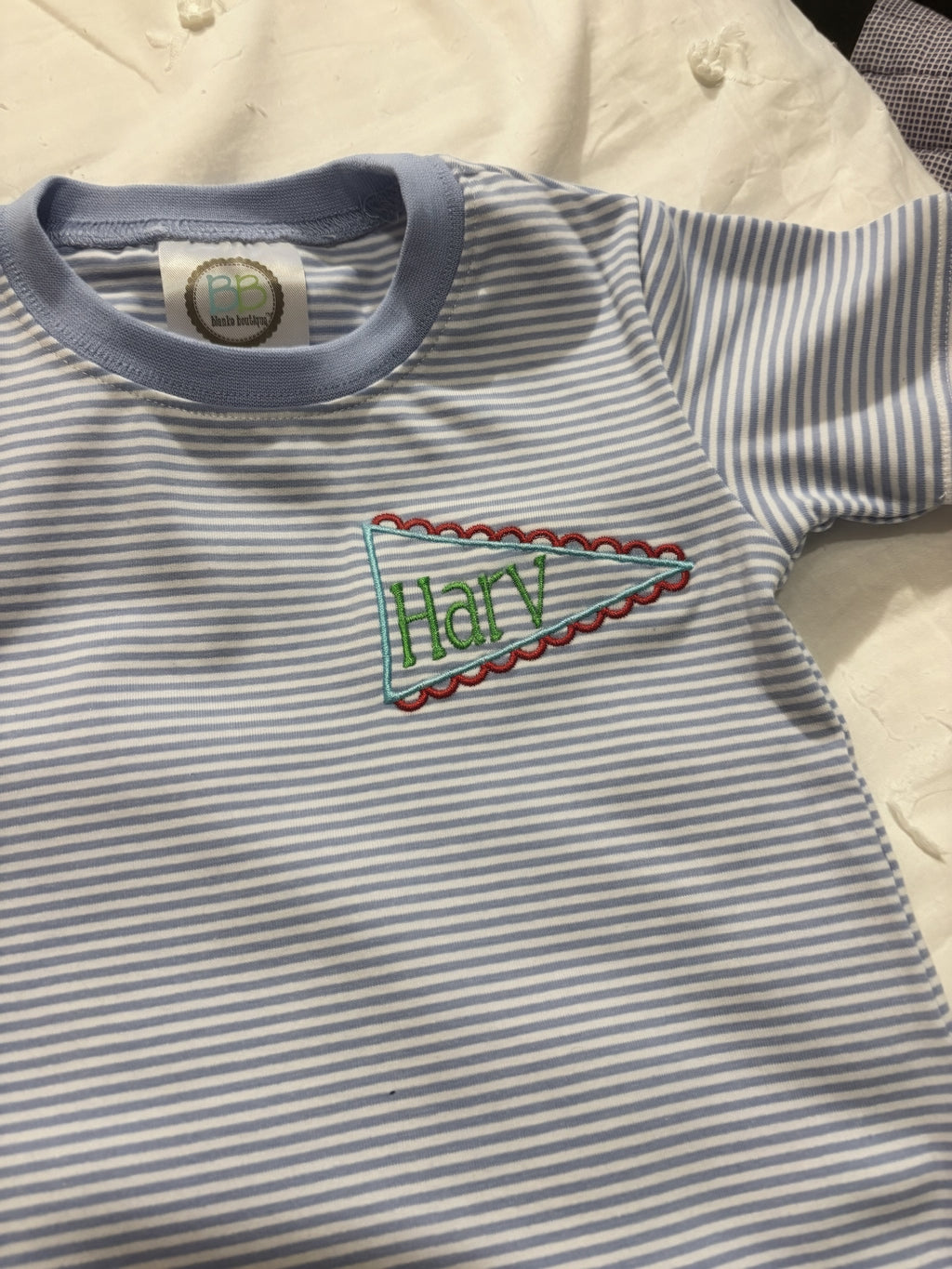 Pennant Name Flag Tshirt | Embroidered Kids Clothes