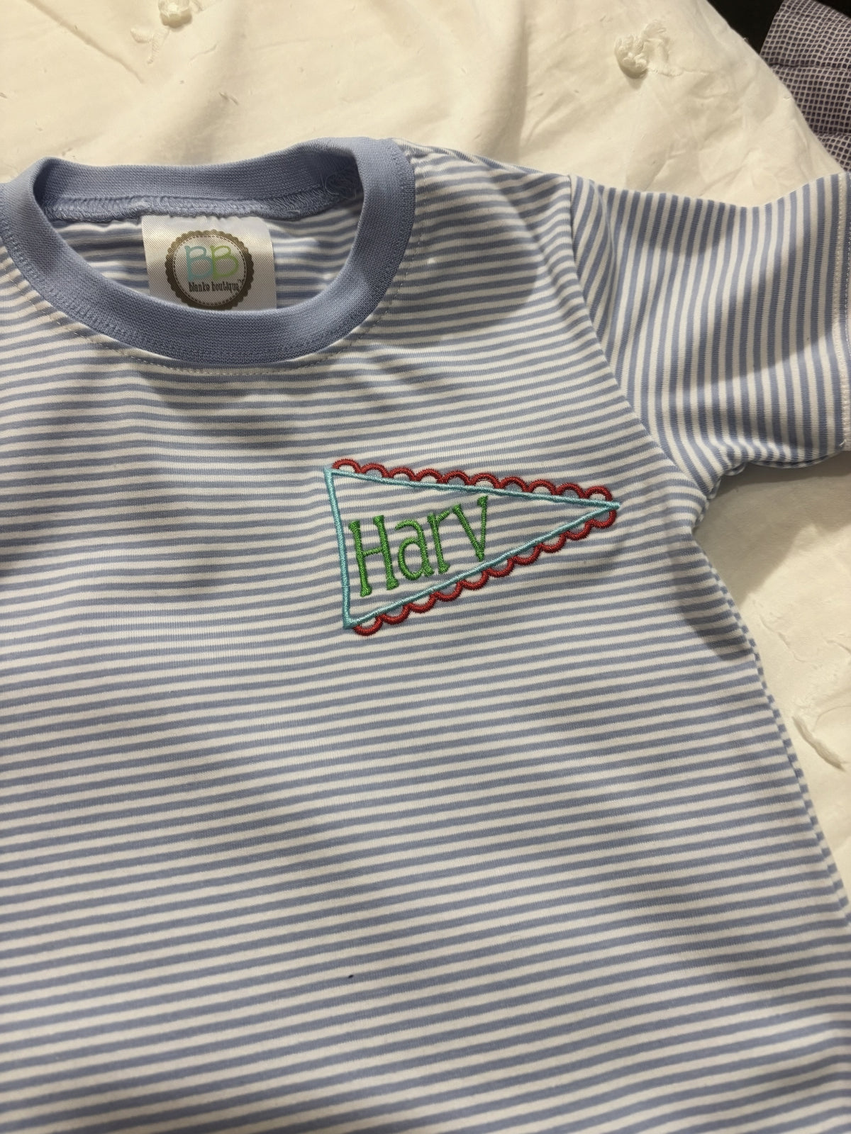 Pennant Name Flag Tshirt | Embroidered Kids Clothes