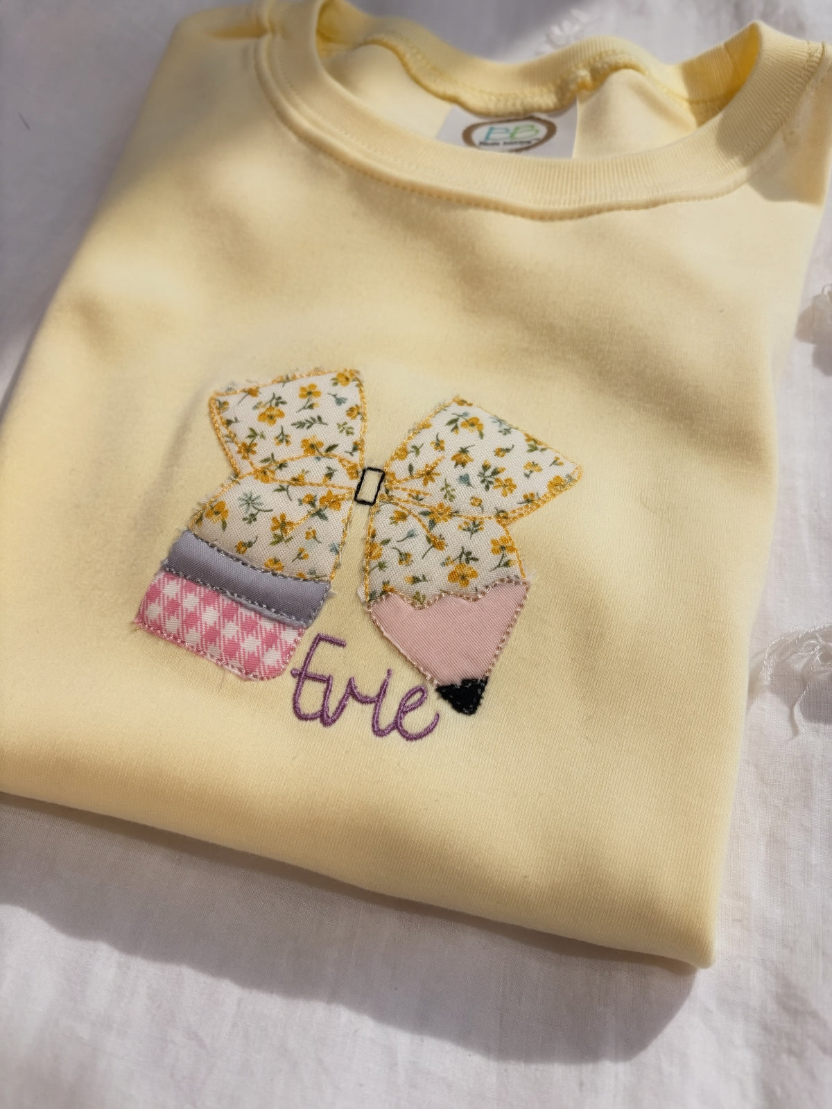 Pencil Bow Applique | Kid & Adult Embroidered Shirt