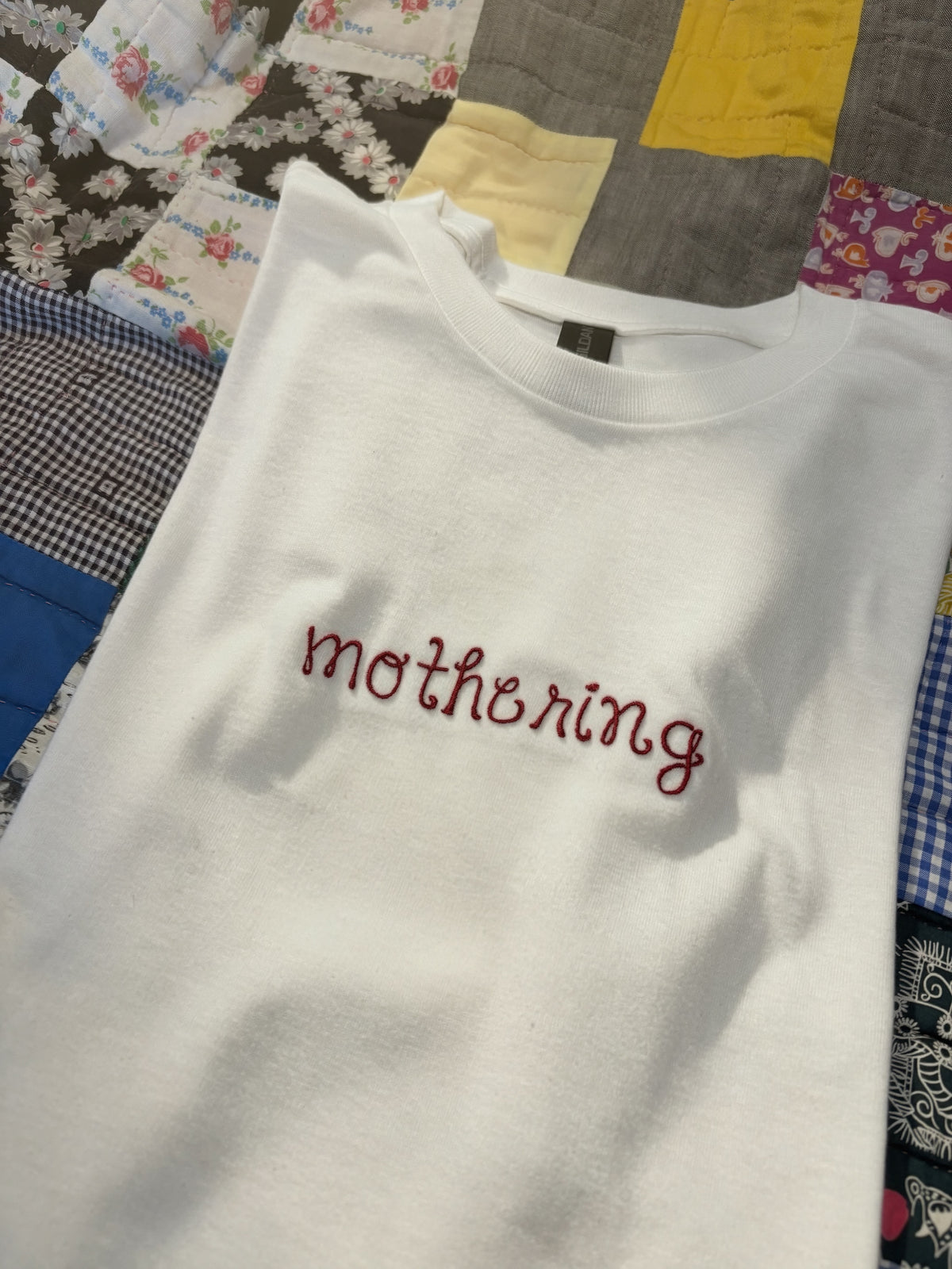 Mothering Embroidered T-Shirt | Custom Comfort Colors Tee