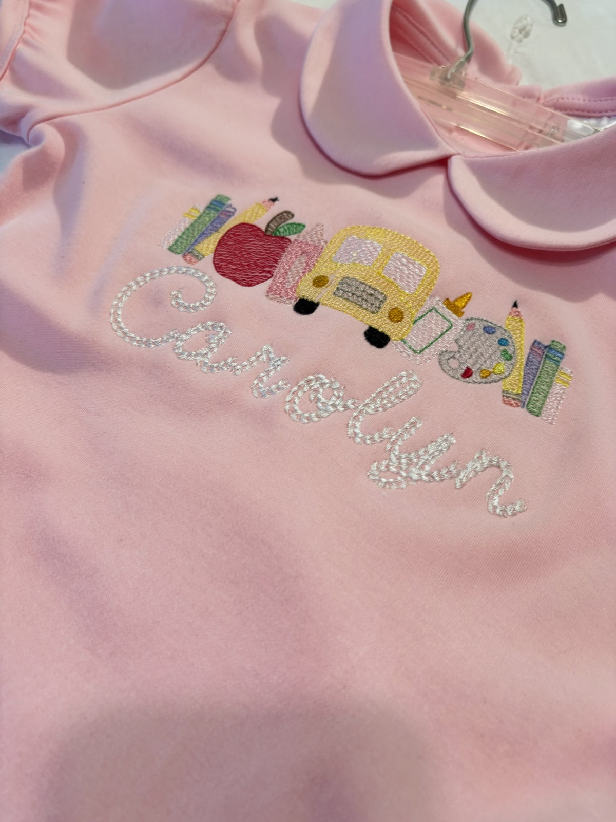 Personalized Back to School Dress & Shirt | Peter Pan Collar | Custom Embroidered Name