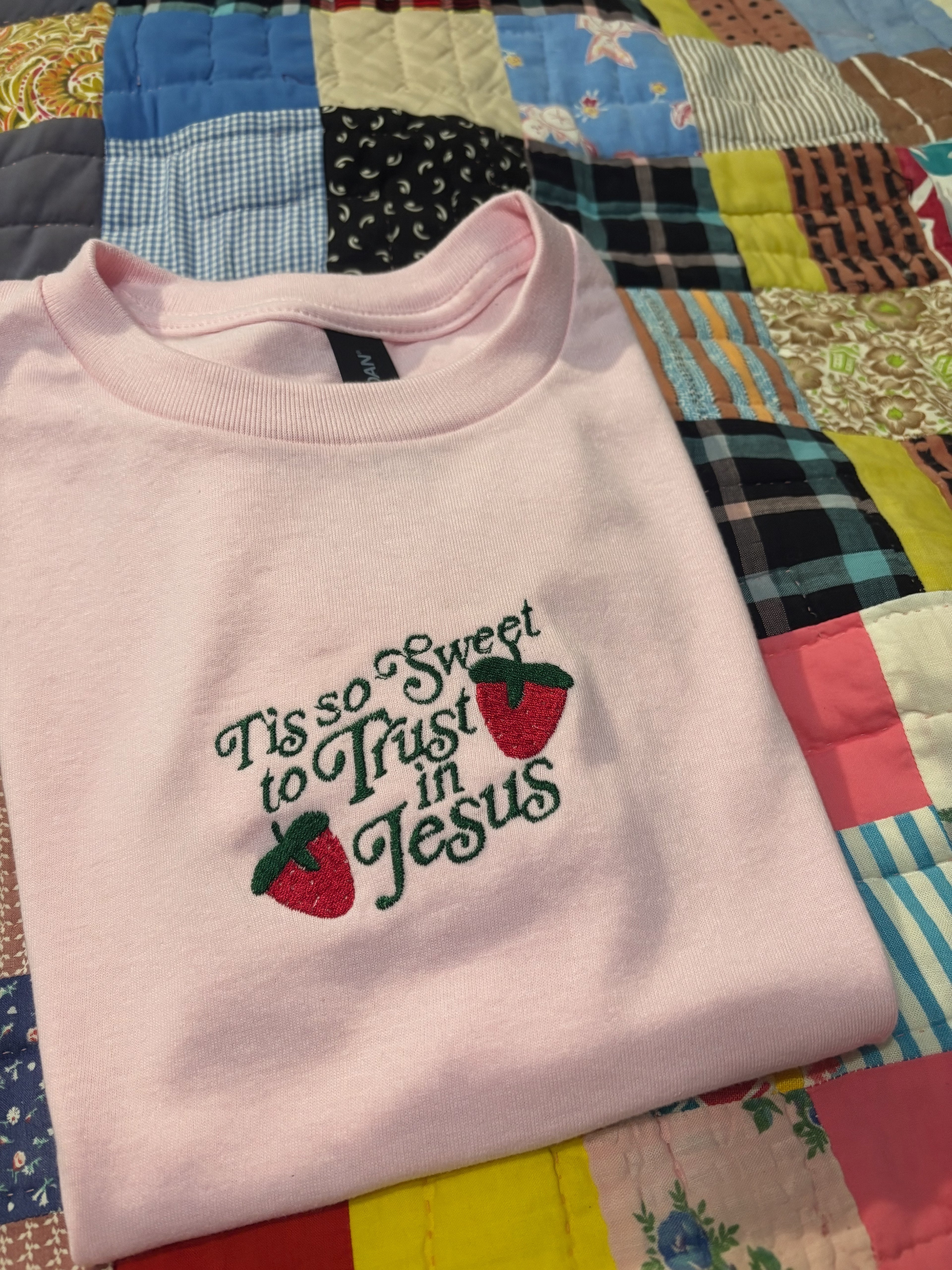 Tis So Sweet to Trust in Jesus Embroidered Shirt