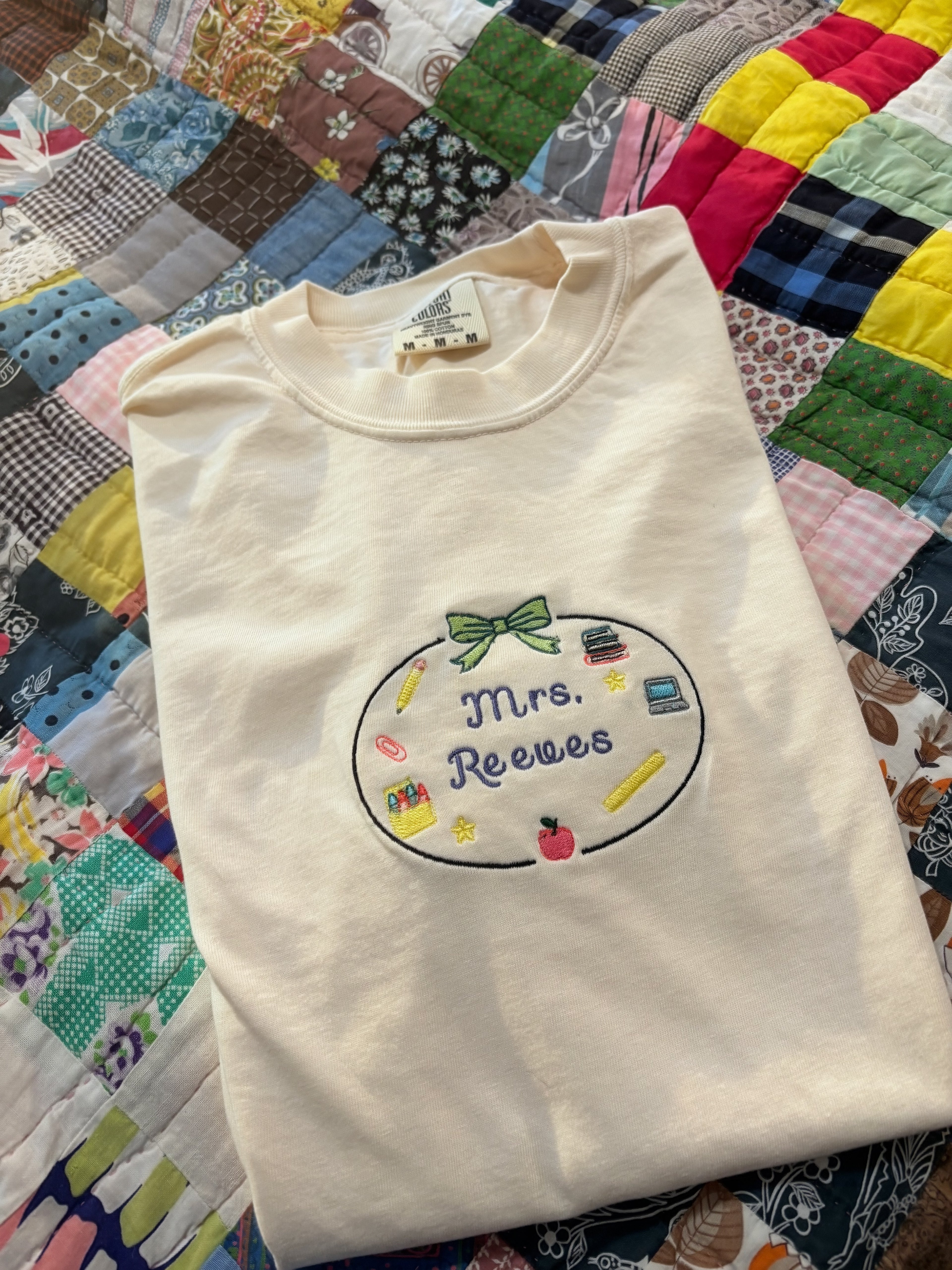 Teacher Doodle Name Frame | Custom Embroidered Teacher Shirt