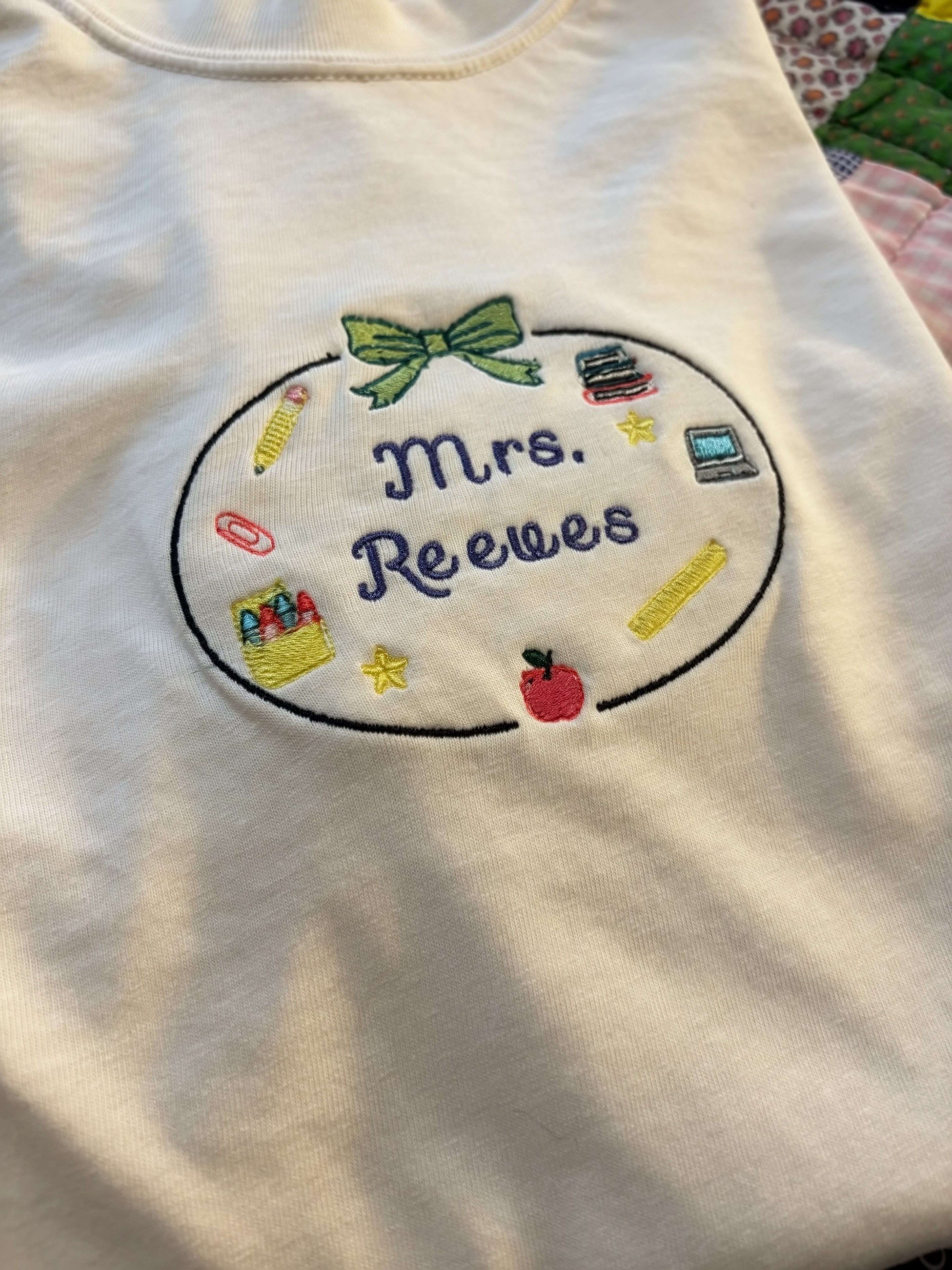 Teacher Doodle Name Frame | Custom Embroidered Teacher Shirt