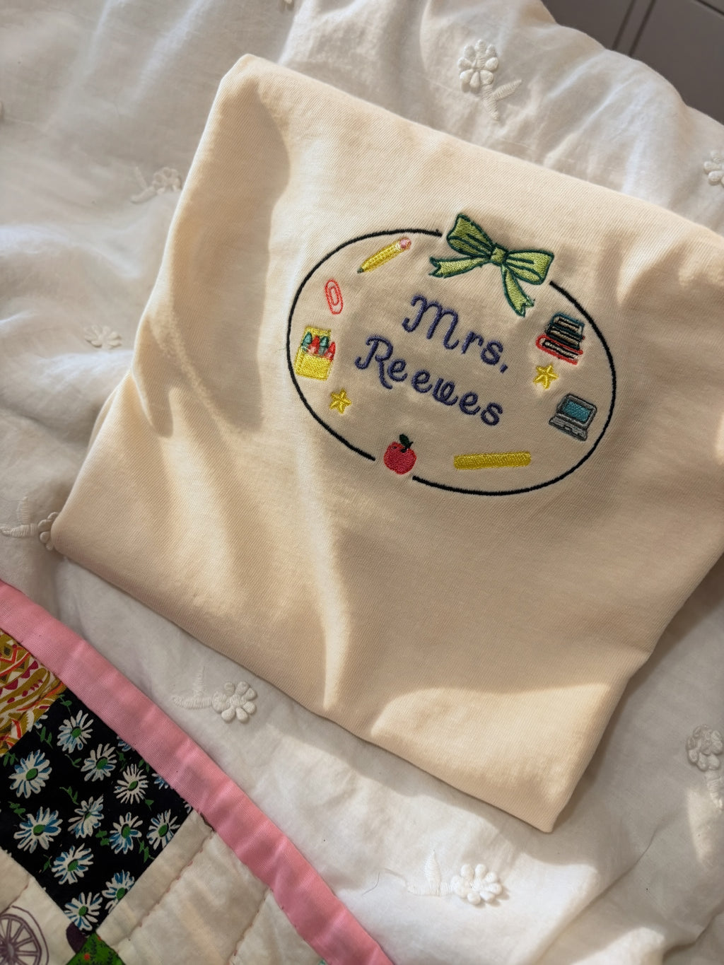 Teacher Doodle Name Frame | Custom Embroidered Teacher Shirt