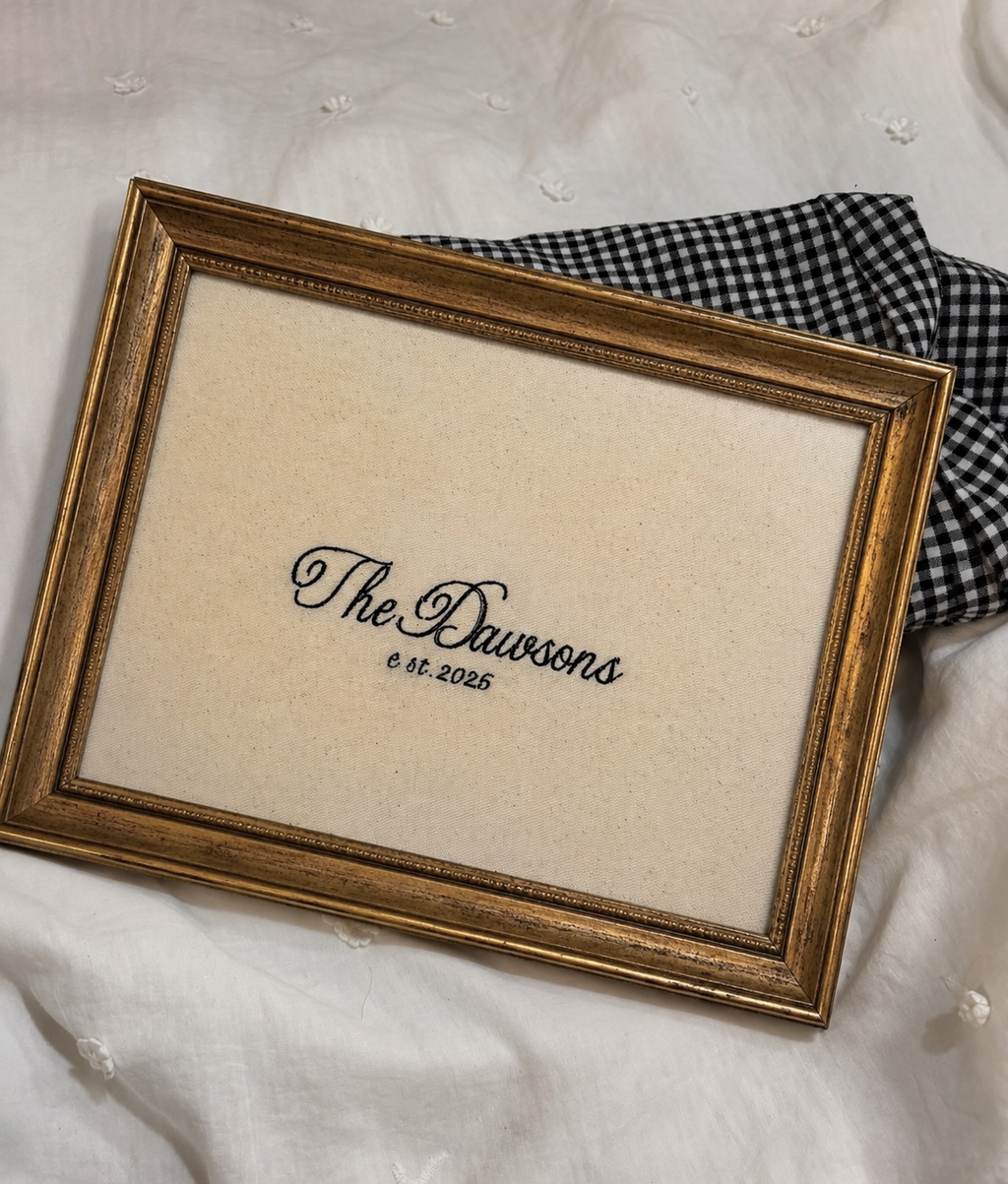 Custom Embroidered Last Name Wall Hanging | Personalized Family Keepsake