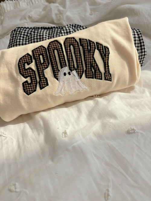 Spooky Ghost Appliqué Embroidered Halloween Shirt