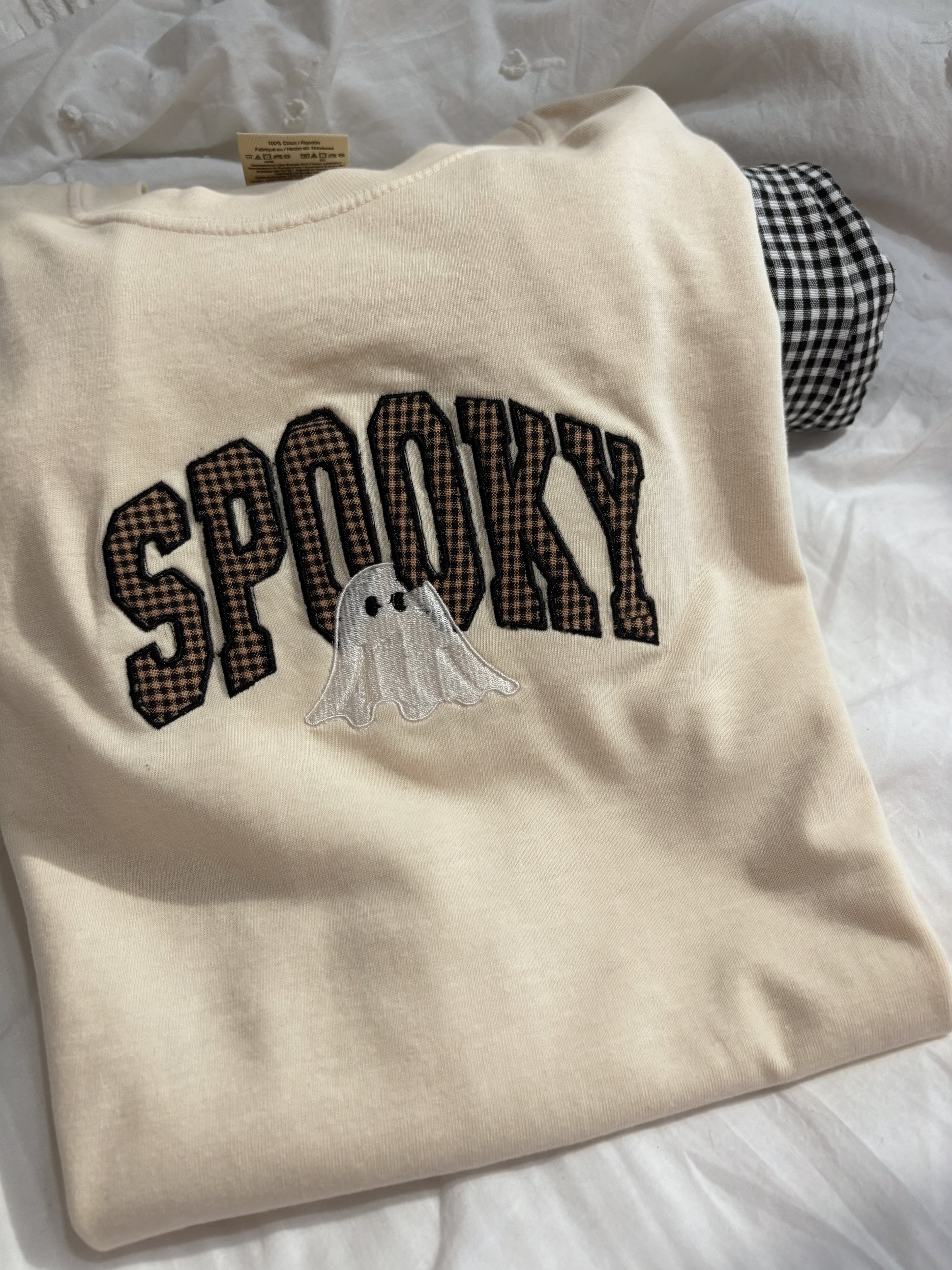 Spooky Ghost Appliqué Embroidered Halloween Shirt