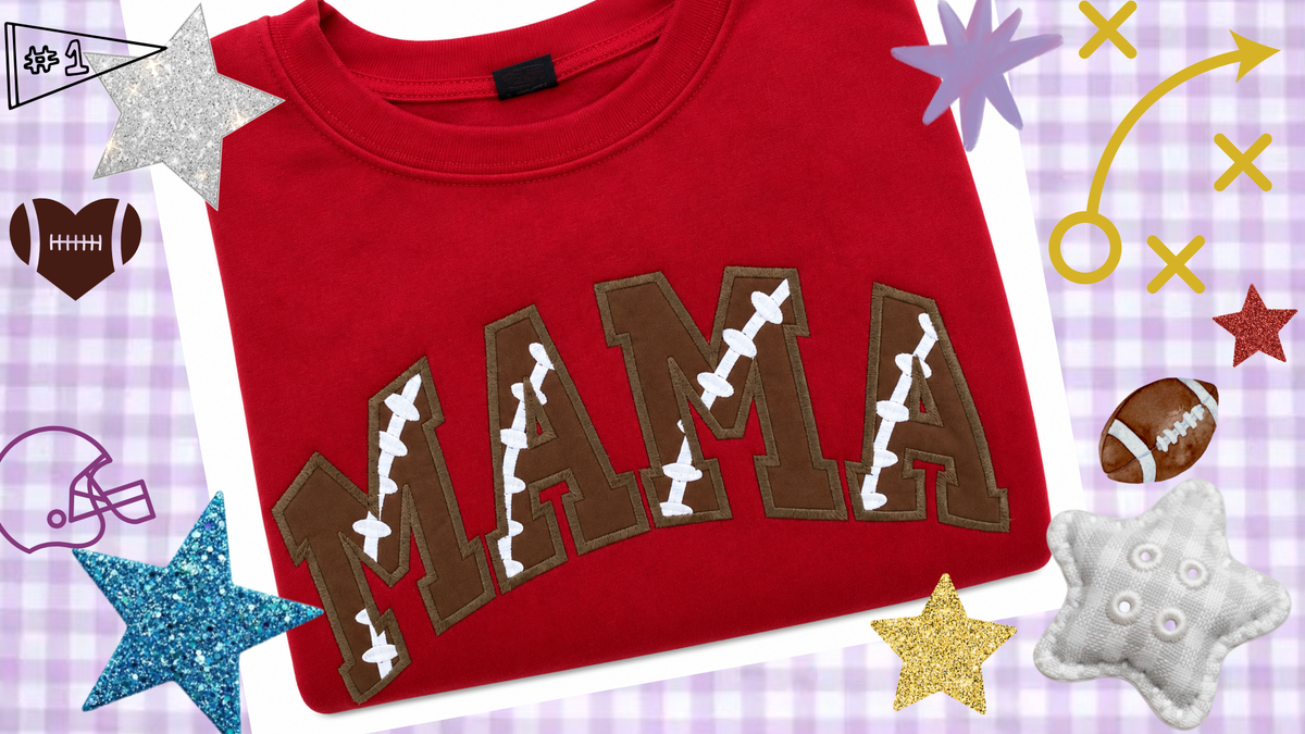 Football Mama Applique Shirt | Embroidered Mom Shirt